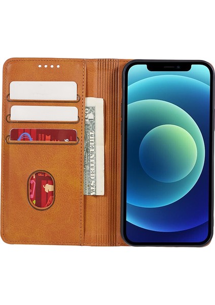 Xiaomi Redmi Için A3 Deri Telefon Kılıfı Buzağı Dokusu Cüzdan Kapak Manyetik Otomatik Emilmiş-Haki (Yurt Dışından) modelleri
