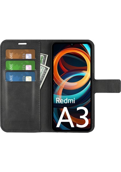 Xiaomi Redmi Için A3 Pu Deri Kılıf Manyetik Kapatma Cüzdan Telefon Kapağı-Siyah (Yurt Dışından) fiyatları