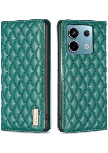 Xiaomi Poco M6 Pro 4g Kılıf Gizli Manyetik Kapatma Folyo Deri Kapak-Yeşil (Yurt Dışından)