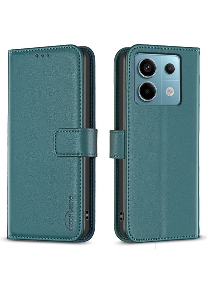 Xiaomi Poco M6 Pro 4g Kılıf Standı Fonksiyonu Pu Deri Telefon Kapağı-Yeşil (Yurt Dışından)