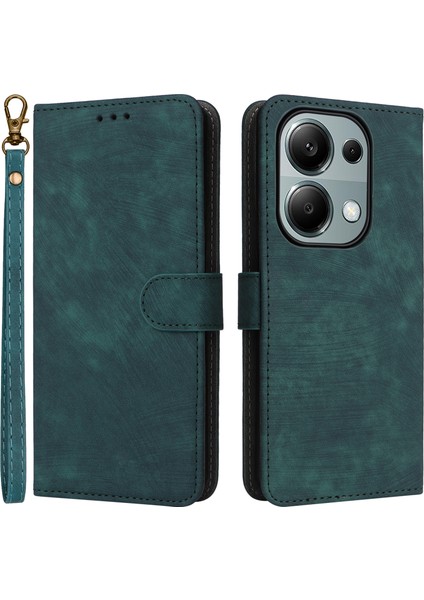 Xiaomi Poco M6 Pro 4g Kılıf Için Kayış Rfıd Engelleme Pu Deri Kapak Standı-Yeşil (Yurt Dışından)