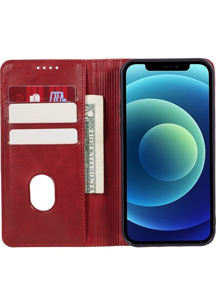 Xiaomi Redmi Için A3 Deri Telefon Kılıfı Buzağı Dokusu Cüzdan Kapak Manyetik Otomatik Emilmiş-Kırmızı (Yurt Dışından) modelleri