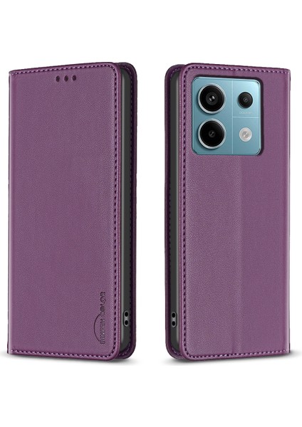 Xiaomi Poco X6 5g Pu Deri Kılıf Manyetik Otomatik Emilmiş Telefon Kapağı-Koyu Mor Için (Yurt Dışından)