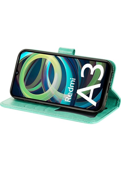Xiaomi Redmi A3 Kılıf Pu Deri + Cüzdan Standlı Tpu Telefon Kılıfı-Yeşil (Yurt Dışından) modelleri