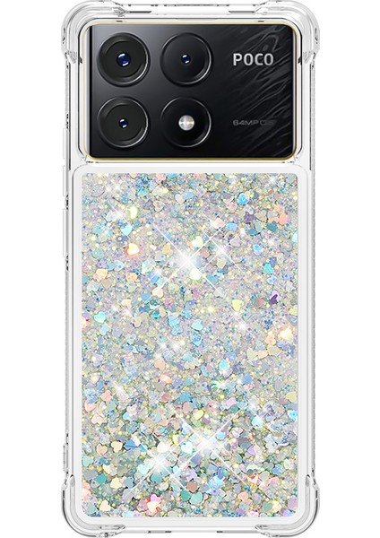 Xiaomi Poco X6 Pro 5g Tpu Kılıf Quicksand Telefon Arka Kapak-Gümüş/kalpler Için (Yurt Dışından) modelleri