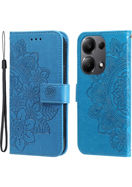 Xiaomi Poco M6 Pro 4g Kapak Pu Deri Flip Standlı Telefon Kılıfı-Mavi Için (Yurt Dışından)