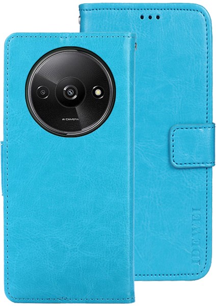 Xiaomi Redmi Için A3 Cüzdan Kılıf Crazy Horse Doku Deri Standlı Telefon Kapağı-Gökyüzü Mavi (Yurt Dışından)