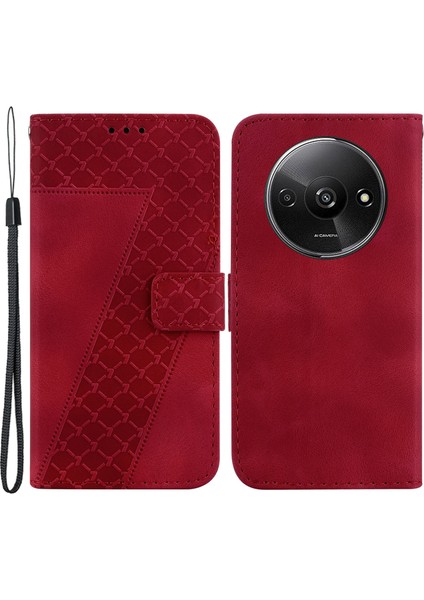 Xiaomi Redmi A3 Cep Telefonu Kılıfları Için 7 Şekilli Baskılı Cüzdan Kapağı-Kırmızı (Yurt Dışından)