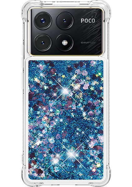 Xiaomi Poco X6 Pro 5g Tpu Kılıf Quicksand Telefon Arka Kapak-Mavi/kalpler Için (Yurt Dışından) modelleri