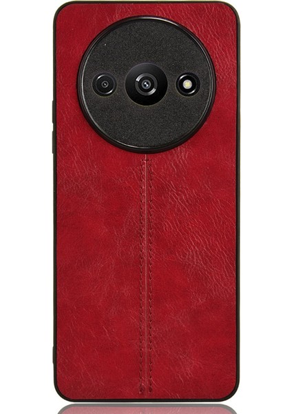 Xiaomi Redmi A3 Cep Telefonu Kılıfı Dikiş Hattı Tasarımı Deri Kaplamalı Tpu + Pc Kapak-Kırmızı (Yurt Dışından)