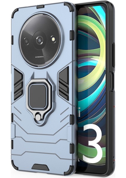 Xiaomi Redmi Için A3 Kılıf Çift Katmanlı Pc + Tpu Zırh Telefon Kapak Halkası Tutucu Kickstand-Mavi (Yurt Dışından)