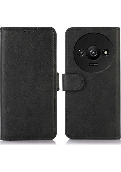 Xiaomi Redmi Için A3 Kılıf Pu Deri Sığır Derisi Doku Standı Kart Yuvaları Telefon Kapağı-Siyah (Yurt Dışından)