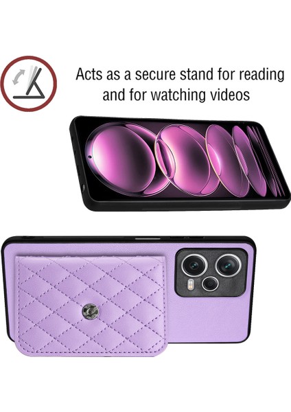 Xiaomi Redmi Note 12 Pro 5g Kickstand Kılıf Kart Tutucu Telefon Kapağı-Mor Için (Yurt Dışından) fiyatları