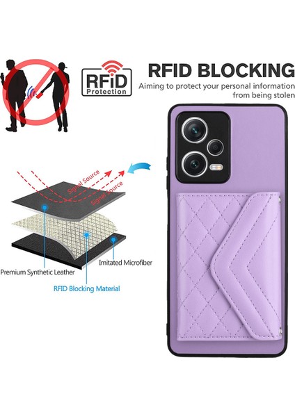 Xiaomi Redmi Note 12 Pro 5g Kickstand Kılıf Kart Tutucu Telefon Kapağı-Mor Için (Yurt Dışından) modelleri