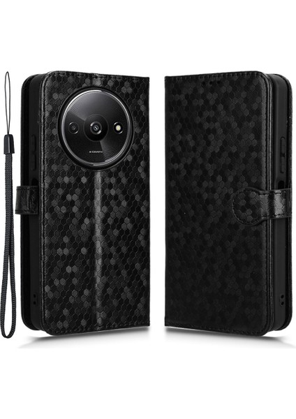 Xiaomi Redmi Için A3 Kılıf Nokta Baskılı Pu Deri Görüntüleme Standı Telefon Kapağı-Siyah (Yurt Dışından)