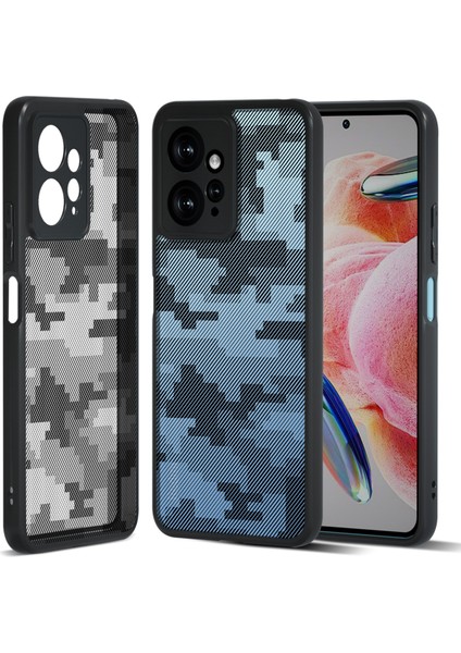 Xiaomi Redmi Note 12 4g Kılıfları Için Tpu+Pc Kabuk Çizilmez Cep Telefonu Kapağı-Izgara Kamuflaj (Yurt Dışından)