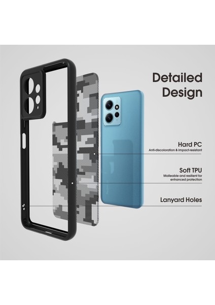 Xiaomi Redmi Note 12 4g Kılıfları Için Tpu+Pc Kabuk Çizilmez Cep Telefonu Kapağı-Izgara Kamuflaj (Yurt Dışından) fiyatları