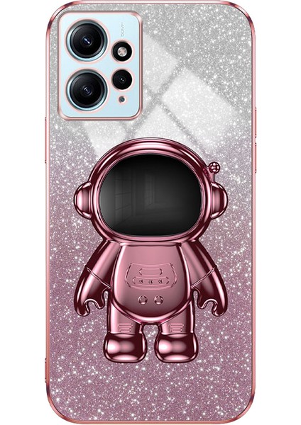 Xiaomi Redmi Için Not 12 4g Kılıf Sevimli Astronot Kickstand Anti-Damla Cep Telefonu Kapağı-Pembe (Yurt Dışından)