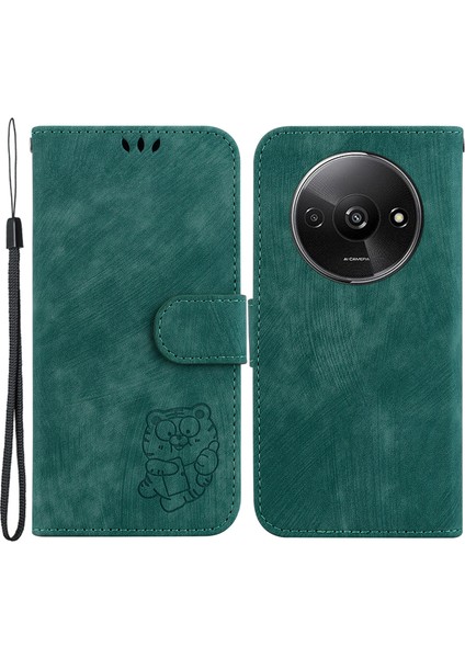 Xiaomi Redmi Için A3 Kılıf Deri Koruyucu Kapak Kaplan Künye Telefon Kabuğu El Kayışı-Yeşil (Yurt Dışından)