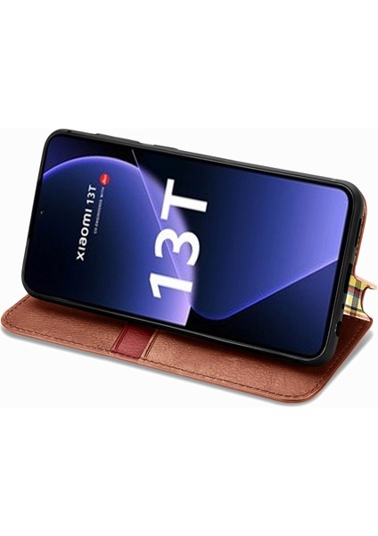 Xiaomi 13T Telefon Kapağı Için Baskılı Anti-Damla Pu Deri Cüzdan Standı Kılıf-Kahverengi (Yurt Dışından) modelleri