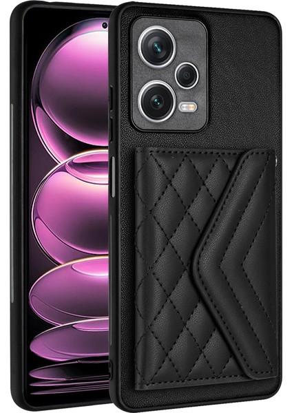 Xiaomi Redmi Note 12 Pro 5g Kickstand Kılıf Kart Tutucu Telefon Kapağı-Siyah (Yurt Dışından)