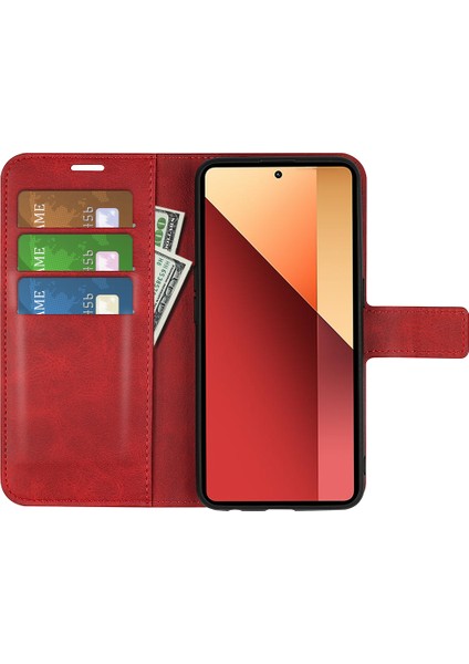 Xiaomi Poco M6 Pro 4g Kapak Manyetik Toka Pu Deri Folio Flip Telefon Cüzdan Kılıfı-Kırmızı (Yurt Dışından)