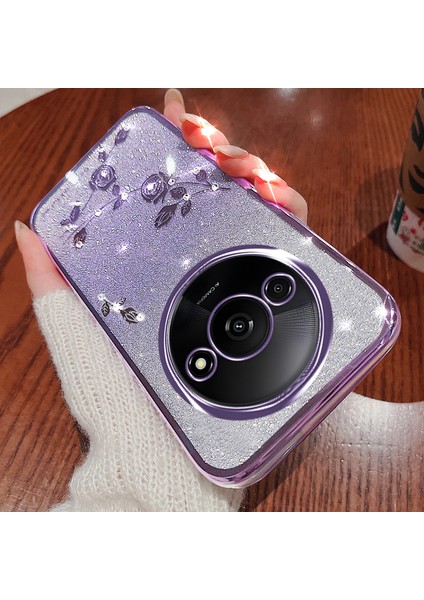 Xiaomi Redmi Için A3 Kılıf Yumuşak Tpu Çiçek Parıltılı Yapay Elmas Telefon Kapağı Kordon-Mor (Yurt Dışından) fiyatları