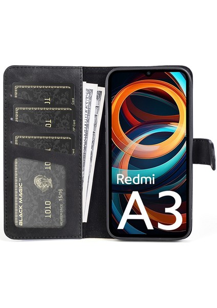 Xiaomi Redmi Için A3 Cüzdan Kılıf Pu Deri Renk Ekleme Darbeye Dayanıklı Telefon Kapağı-Siyah (Yurt Dışından) fiyatları