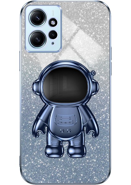 Xiaomi Redmi Için Not 12 4g Kılıf Sevimli Astronot Kickstand Anti-Damla Cep Telefonu Kapağı-Mavi (Yurt Dışından)