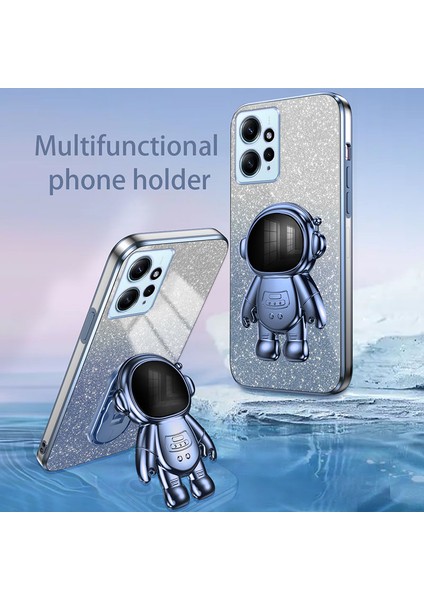 Xiaomi Redmi Için Not 12 4g Kılıf Sevimli Astronot Kickstand Anti-Damla Cep Telefonu Kapağı-Mavi (Yurt Dışından)