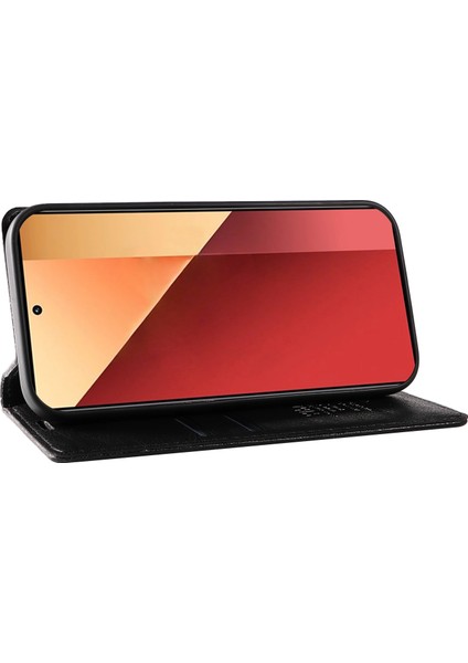 Xiaomi Poco M6 Pro 4g Kılıf Flip Cüzdan Telefon Kapağı Litchi Doku-Siyah Için (Yurt Dışından)