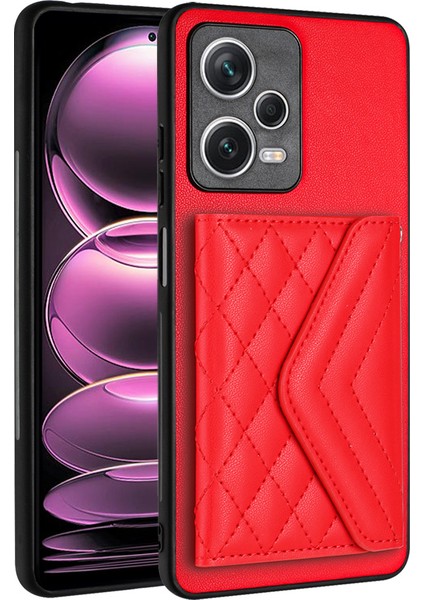 Xiaomi Redmi Note 12 Pro+ 5g Kılıf Kart Yuvaları Için Lderi+Tpu Kapak-Kırmızı (Yurt Dışından)