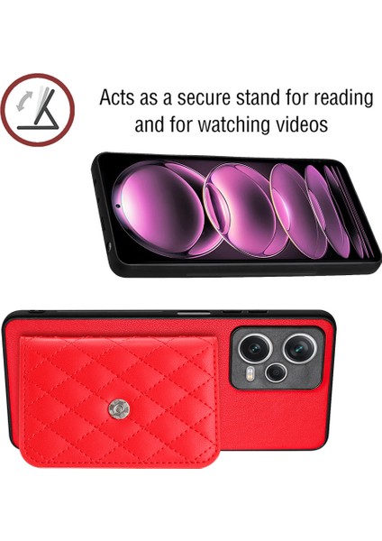 Xiaomi Redmi Note 12 Pro+ 5g Kılıf Kart Yuvaları Için Lderi+Tpu Kapak-Kırmızı (Yurt Dışından)