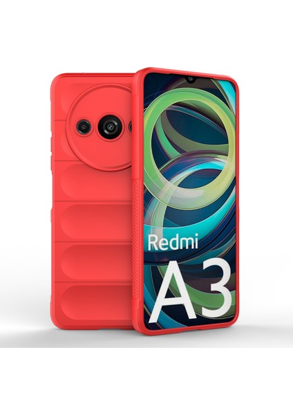Xiaomi Redmi A3 Telefon Koruyucu Kapak Tpu Kaymaz Sağlam Arka Kılıf-Kırmızı (Yurt Dışından)
