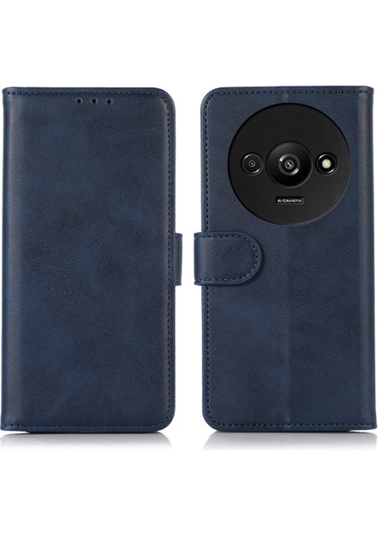 Xiaomi Redmi Için A3 Kılıf Pu Deri Sığır Derisi Doku Standı Kart Yuvaları Telefon Kapağı-Mavi (Yurt Dışından)