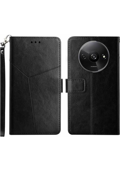 Xiaomi Redmi Için A3 Cüzdan Telefon Kılıfı Baskılı Pu Deri Telefon Kapağı Kayışlı-Siyah (Yurt Dışından)