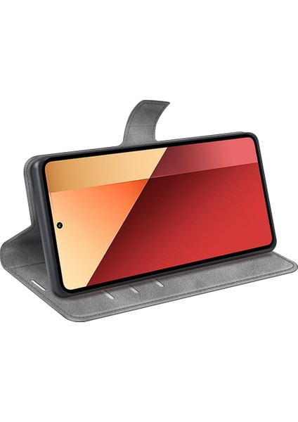 Xiaomi Poco M6 Pro 4g Kapak Manyetik Toka Pu Deri Folio Flip Telefon Cüzdan Kılıfı-Gri (Yurt Dışından) modelleri
