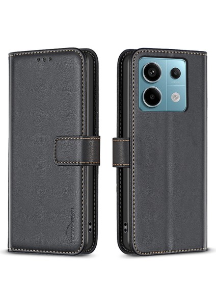 Xiaomi Poco X6 5g Kılıf Cüzdan Telefon Deri Kapak-Siyah (Yurt Dışından)