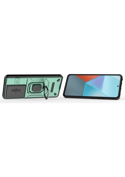 Xiaomi Poco X6 5g Kickstand Kılıf Slayt Lens Koruma Cep Telefonu Kapağı-Yeşil (Yurt Dışından) modelleri