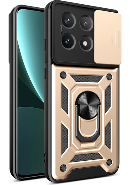 Xiaomi Poco X6 Pro 5g Kılıf Pc + Tpu Anti-Damla Telefon Kapağı, Slayt Lensli Pencere-Altın (Yurt Dışından)