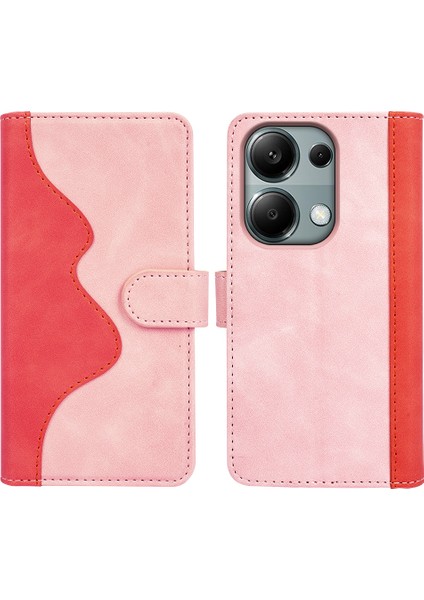 Xiaomi Poco M6 Pro 4g Cüzdan Kılıf Renk Ekleme Telefon Deri Kapak-Pembe (Yurt Dışından)