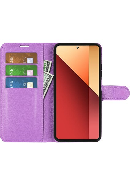 Xiaomi Poco M6 Pro 4g Kılıf Litchi Dokulu Deri Telefon Kılıfı - Cüzdan-Mor (Yurt Dışından) fiyatları