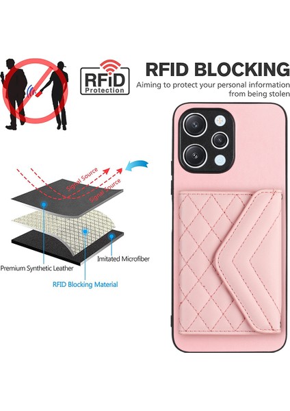 Xiaomi Redmi 12 4g Telefon Kılıfı Için Rfıd Engelleme Kart Yuvaları-Pembe (Yurt Dışından) modelleri
