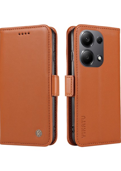 Xiaomi Poco M6 Pro 4g Telefon Kılıfı Standı Manyetik Koruma Kapağı-Kahverengi (Yurt Dışından)