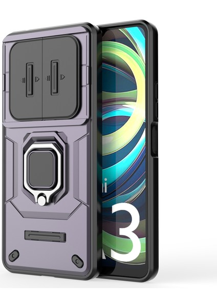 Xiaomi Redmi A3 Kılıf Için Slayt Kamera Kapak Halkası Kickstand Pc+Tpu Telefon Kabuk Koruyucu-Mor (Yurt Dışından) fiyatları