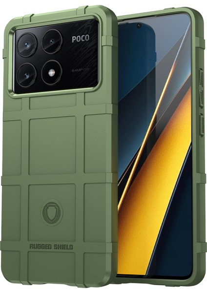 Xiaomi Poco X6 Pro 5g Kılıf Kare Izgara Doku Kaymaz Tpu Telefon Kapağı-Siyah-Yeşil (Yurt Dışından)