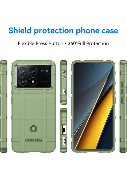 Xiaomi Poco X6 Pro 5g Kılıf Kare Izgara Doku Kaymaz Tpu Telefon Kapağı-Siyah-Yeşil (Yurt Dışından) fiyatları