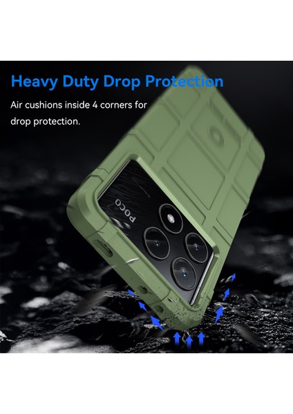 Xiaomi Poco X6 Pro 5g Kılıf Kare Izgara Doku Kaymaz Tpu Telefon Kapağı-Siyah-Yeşil (Yurt Dışından) modelleri