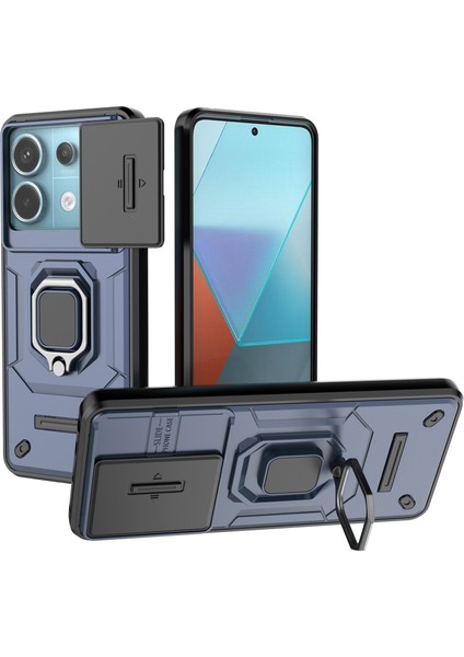 Xiaomi Poco X6 5g Kickstand Kılıf Slayt Lens Koruma Cep Telefonu Kapağı-Mavi Için (Yurt Dışından)