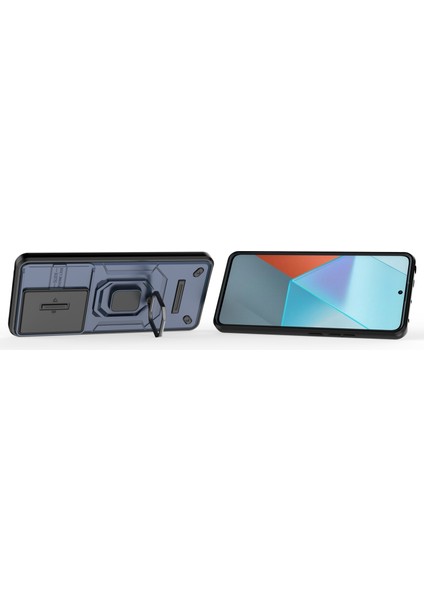 Xiaomi Poco X6 5g Kickstand Kılıf Slayt Lens Koruma Cep Telefonu Kapağı-Mavi Için (Yurt Dışından) modelleri
